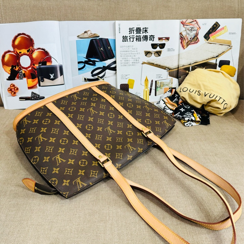✨售 二手真品 LV M51102經典老花Monogram Babylone 手提包 扇貝包 肩背包 購物包-21