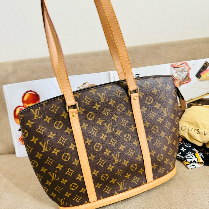✨售 二手真品 LV M51102經典老花Monogram Babylone 手提包 扇貝包 肩背包 購物包-24
