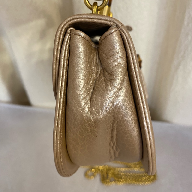 Gucci vintage 中古款金色竹節mini手提斜挎包 絕版款-3