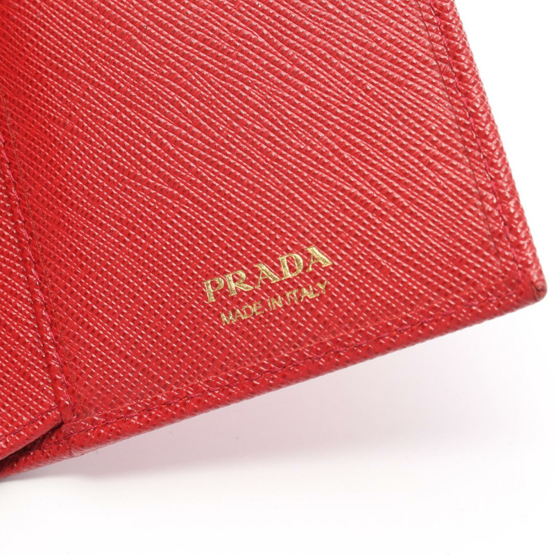 PRADA 雙折皮夾 1ML009 Saffiano 皮革 紅色 二手 女士-3