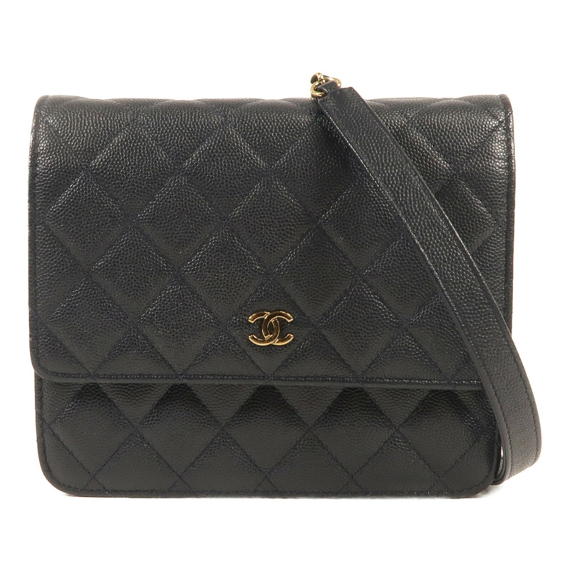 CHANEL 牛皮皮革Mini Wallet On Chain金扣鏈帶肩背袋-0