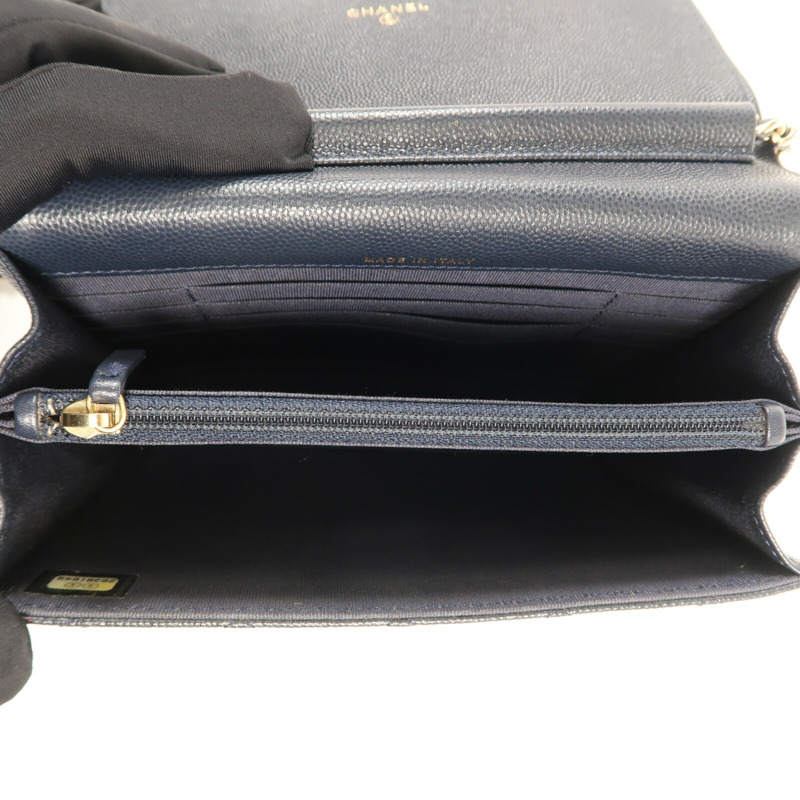 CHANEL 牛皮皮革Mini Wallet On Chain金扣鏈帶肩背袋-4