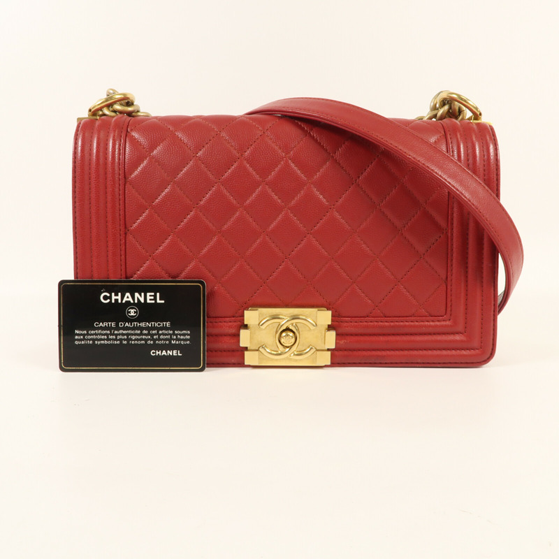 CHANEL 牛皮皮革Boy 25金扣鏈帶肩背袋-11