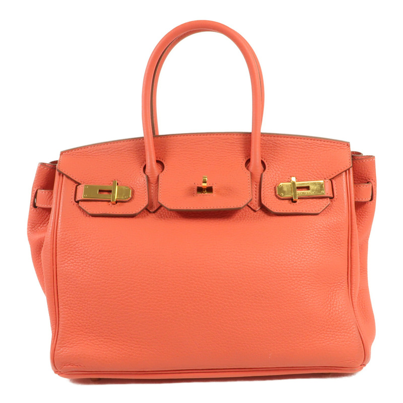 HERMES Clemence皮革Birkin 30金扣手挽袋Rouge Pivoine-0