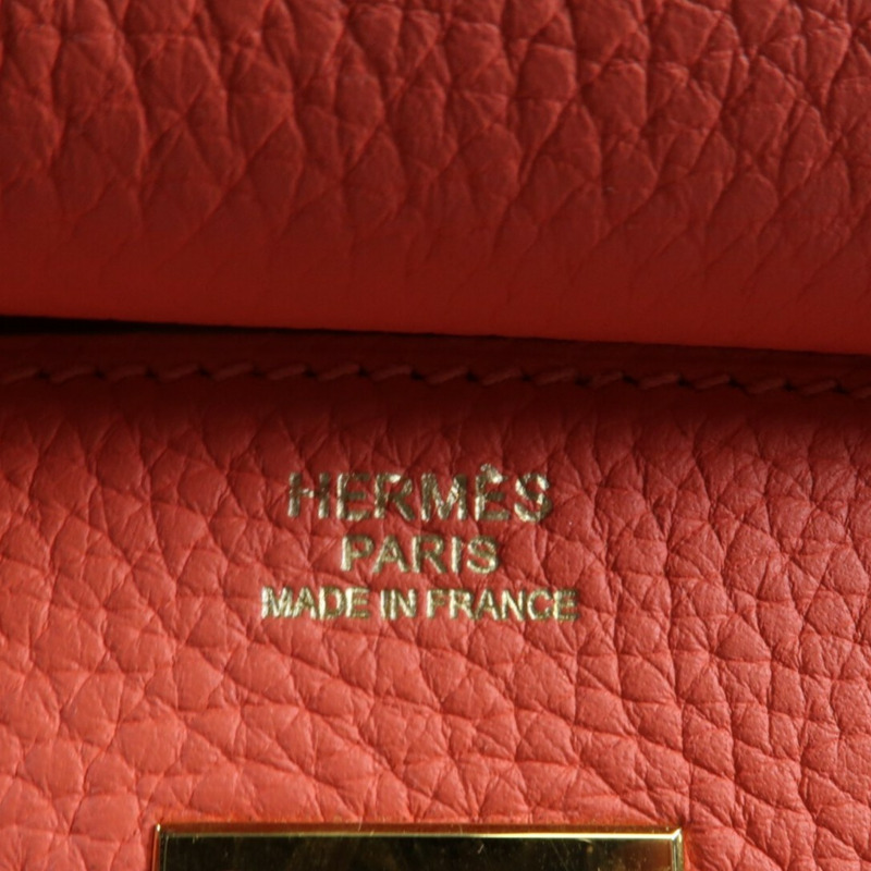 HERMES Clemence皮革Birkin 30金扣手挽袋Rouge Pivoine-5