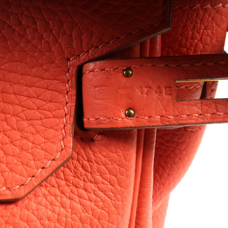 HERMES Clemence皮革Birkin 30金扣手挽袋Rouge Pivoine-7