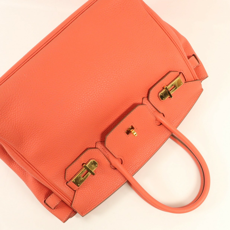 HERMES Clemence皮革Birkin 30金扣手挽袋Rouge Pivoine-9