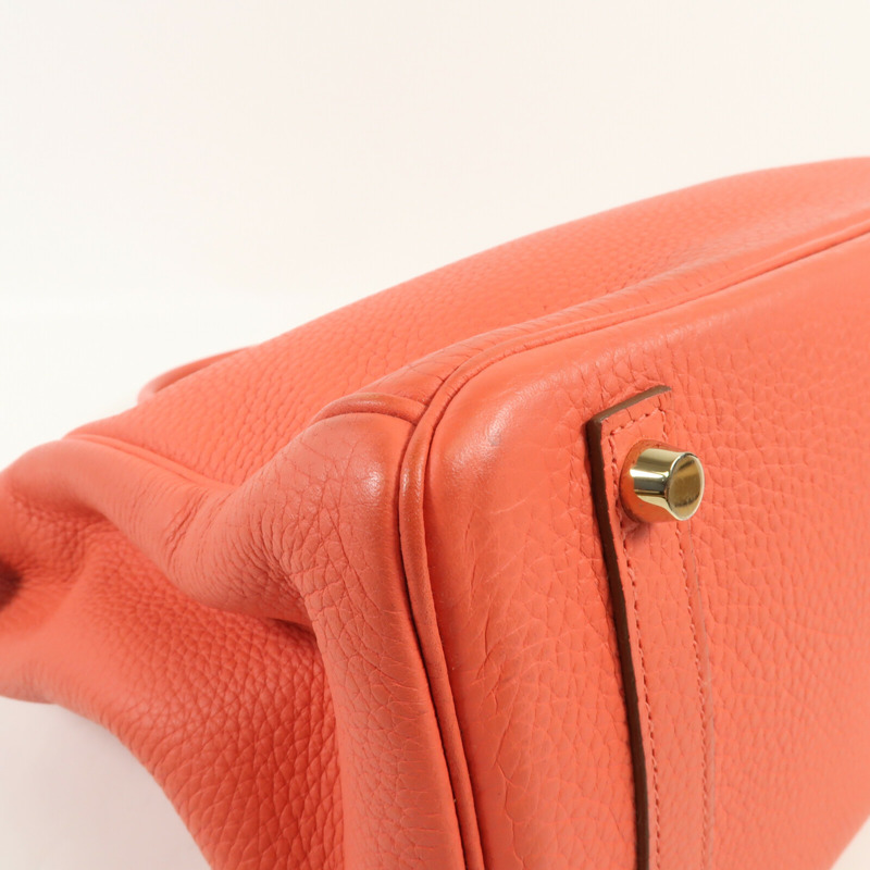 HERMES Clemence皮革Birkin 30金扣手挽袋Rouge Pivoine-13
