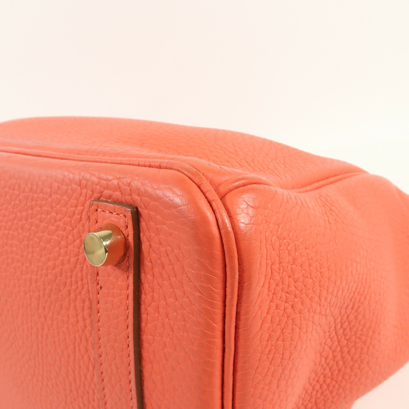 HERMES Clemence皮革Birkin 30金扣手挽袋Rouge Pivoine-14