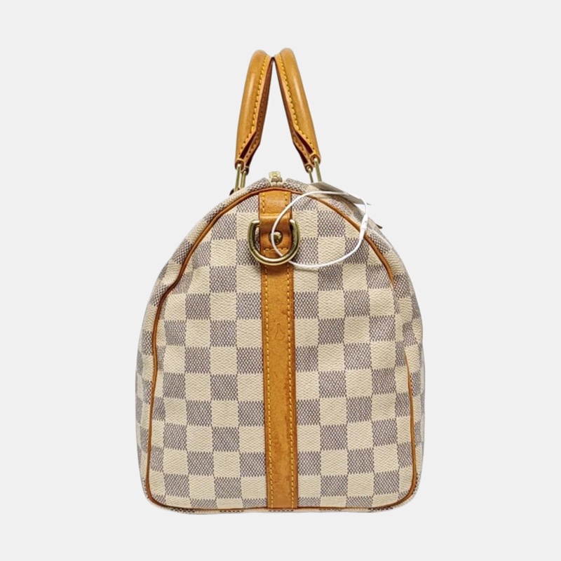 LV Speedy30 白棋盤格 枕頭包 手提包 肩背包-2