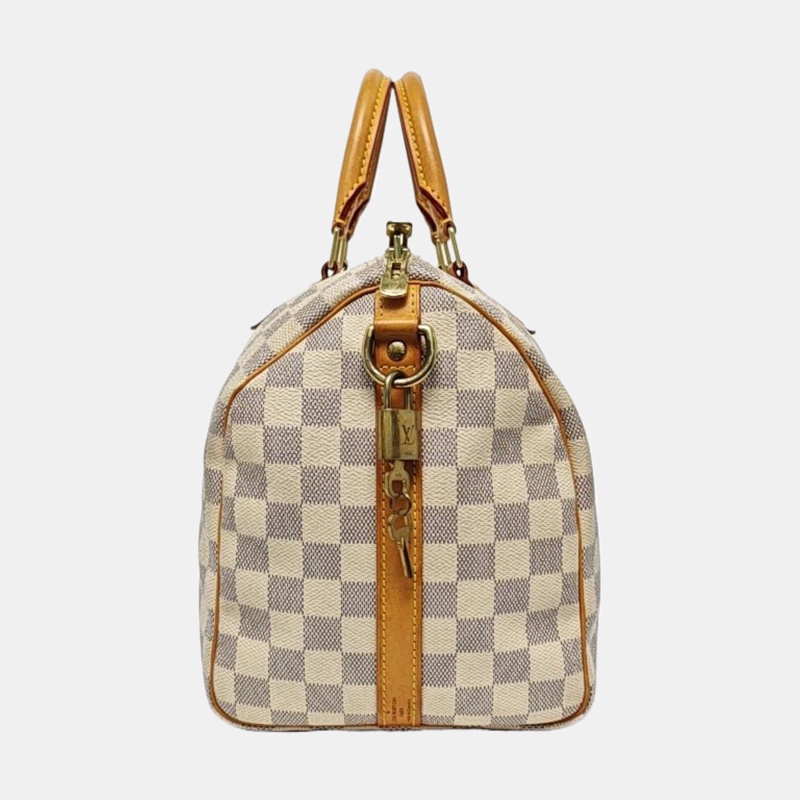 LV Speedy30 白棋盤格 枕頭包 手提包 肩背包-3