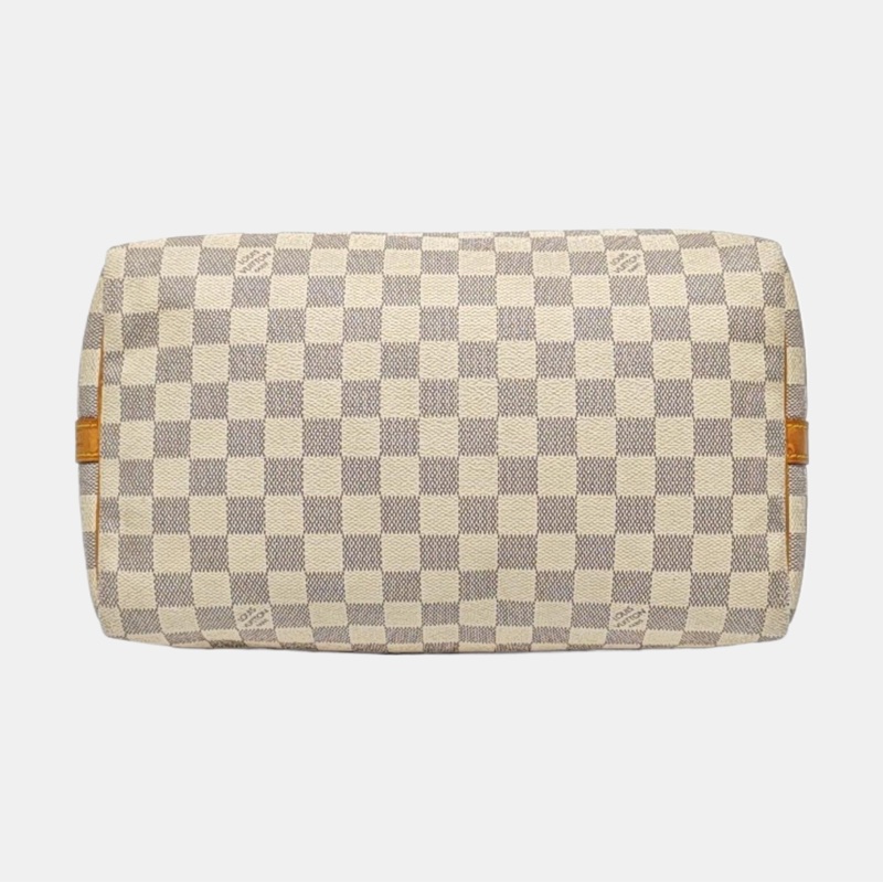 LV Speedy30 白棋盤格 枕頭包 手提包 肩背包-5