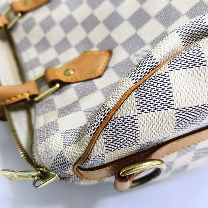 LV Speedy30 白棋盤格 枕頭包 手提包 肩背包-13