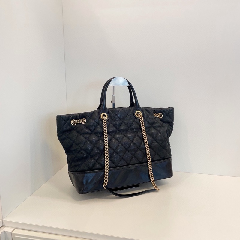 Chanel 黑金荔枝牛皮 手提單肩 鏈條 tote 托特包 約36*27*16-3