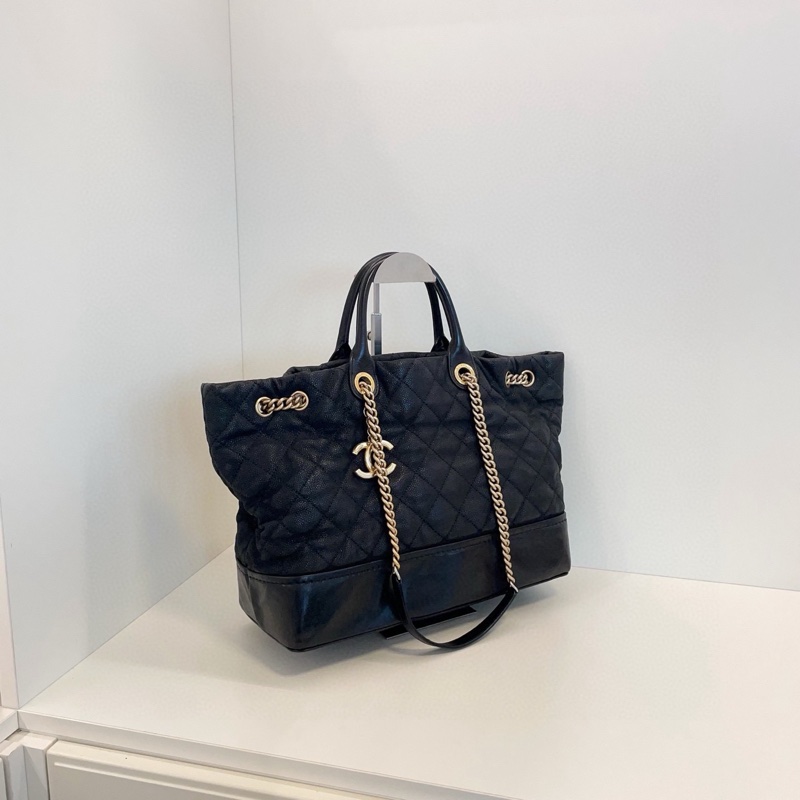 Chanel 黑金荔枝牛皮 手提單肩 鏈條 tote 托特包 約36*27*16-4