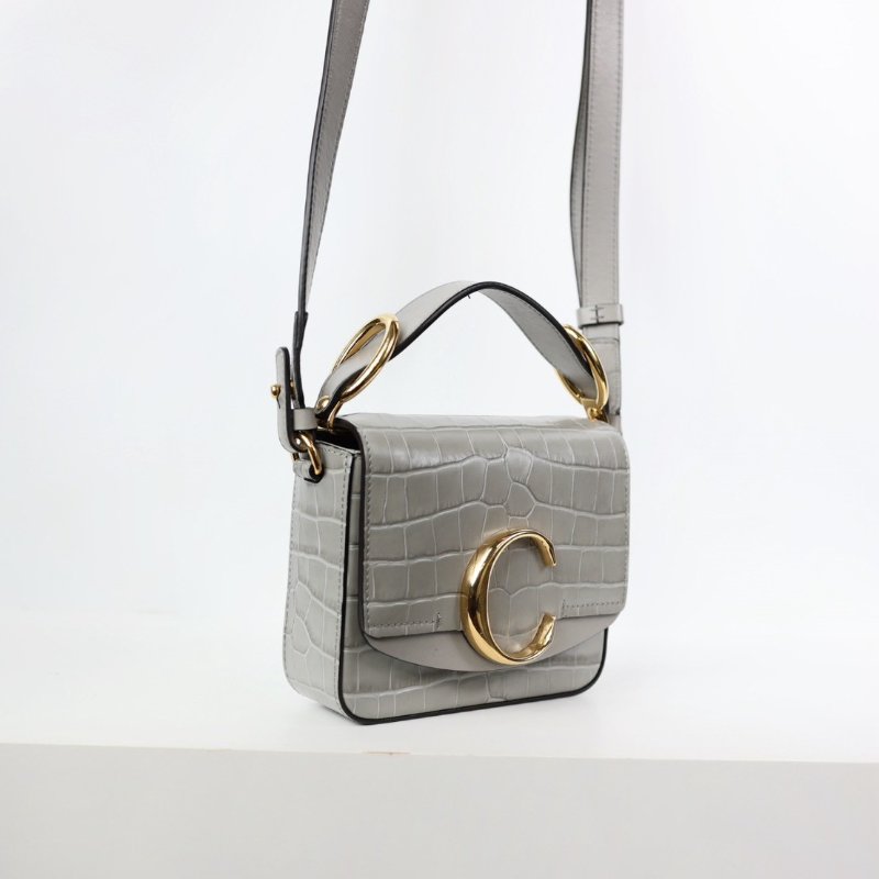二手chloe c bag 鱷魚壓紋 灰色款-2