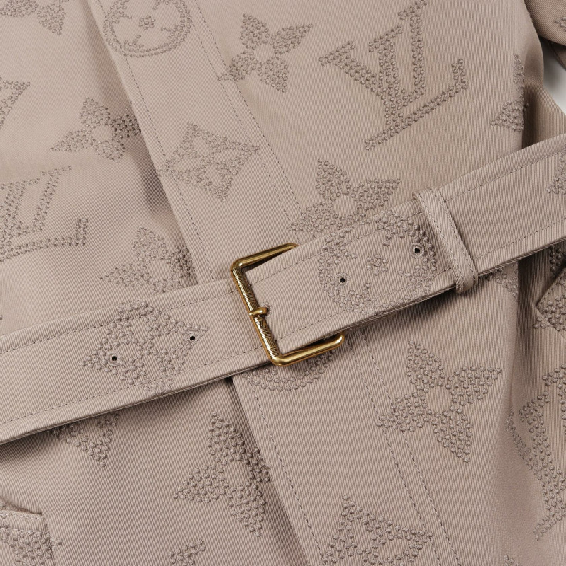 LOUIS VUITTON 字母刺繡 Dandy 雨衣 羊毛棉 米色 男款 #44-8