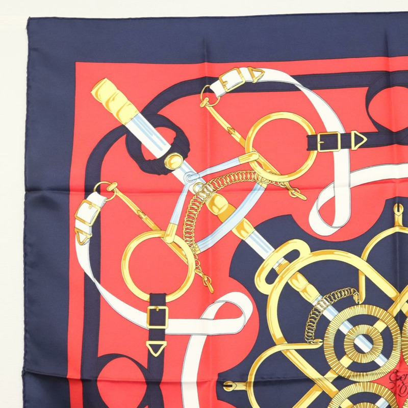 【日本直送】HERMES Carre 90 圍巾「EPERON D'OR」絲綢海軍藍正品 BA5055-1