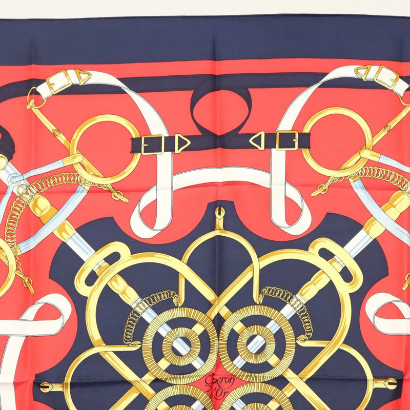 【日本直送】HERMES Carre 90 圍巾「EPERON D'OR」絲綢海軍藍正品 BA5055-2