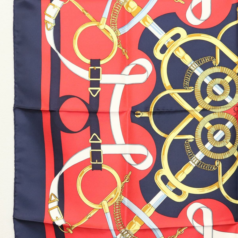 【日本直送】HERMES Carre 90 圍巾「EPERON D'OR」絲綢海軍藍正品 BA5055-4