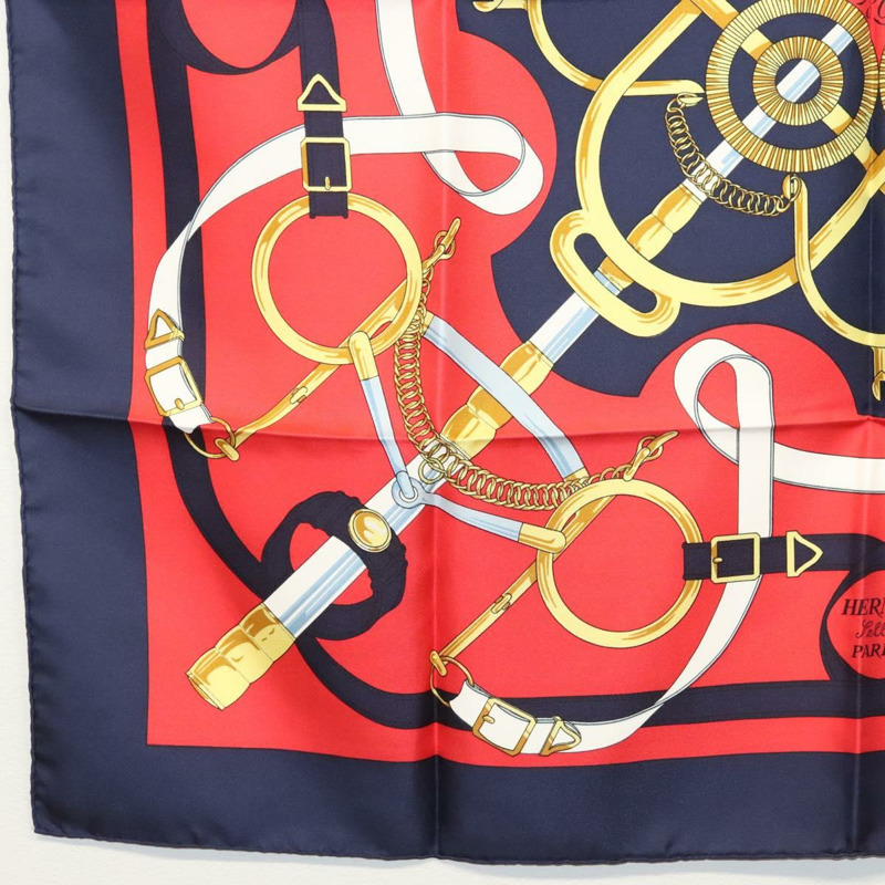 【日本直送】HERMES Carre 90 圍巾「EPERON D'OR」絲綢海軍藍正品 BA5055-7