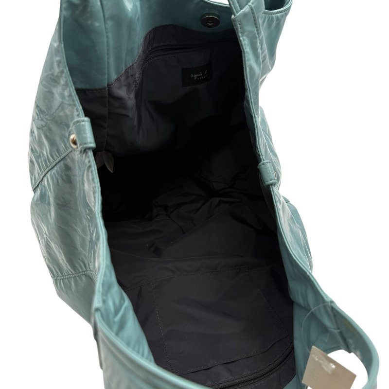 【美收精品】Agnès B. 藍綠色漆皮手提包 B-795【隔月月中將轉賣至日本 上架期限30天】-10