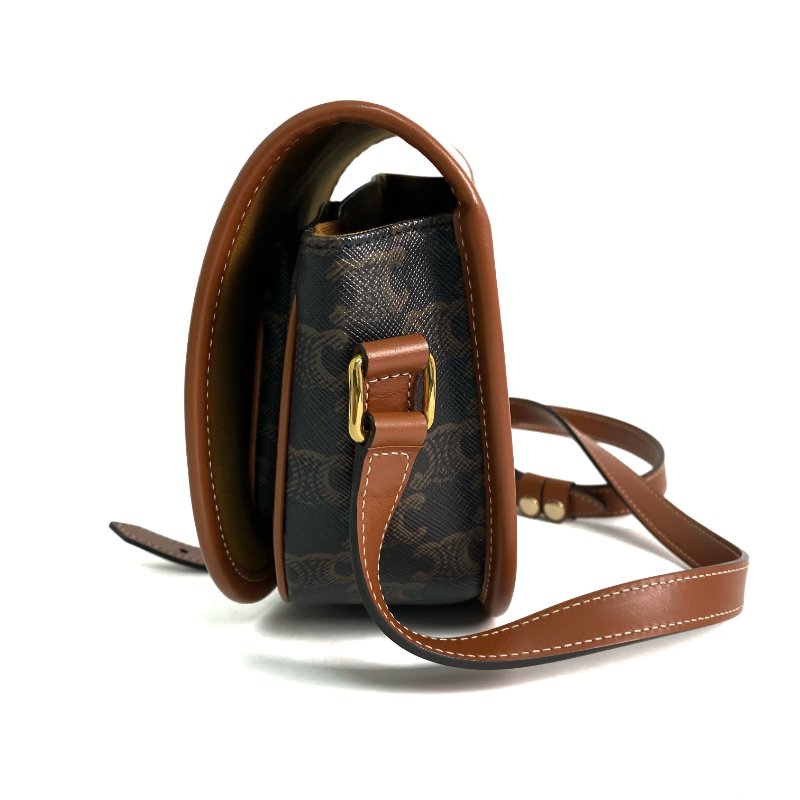 △ Celine 思琳 Brown Coated Canvas Medium Folco Triomphe Shoulder Bag 啡色塗層帆布肩背袋 - 257017207-3