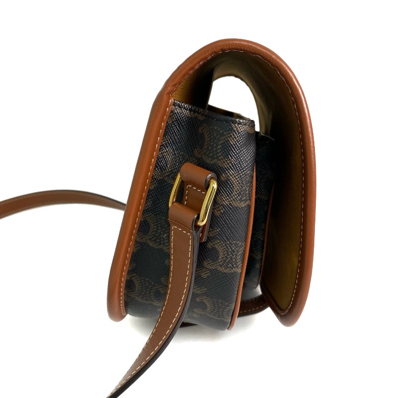 △ Celine 思琳 Brown Coated Canvas Medium Folco Triomphe Shoulder Bag 啡色塗層帆布肩背袋 - 257017207-4