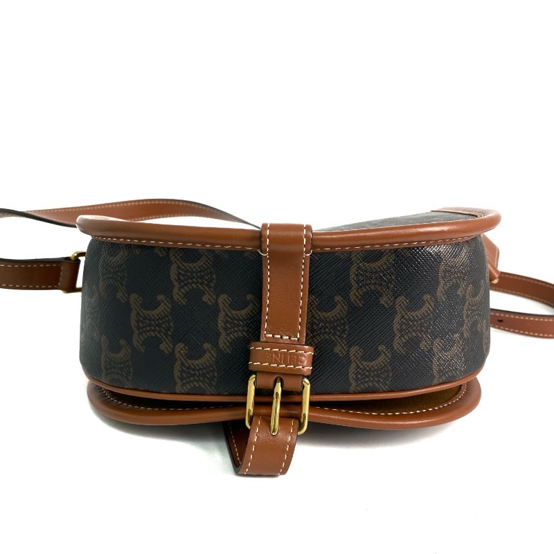 △ Celine 思琳 Brown Coated Canvas Medium Folco Triomphe Shoulder Bag 啡色塗層帆布肩背袋 - 257017207-5