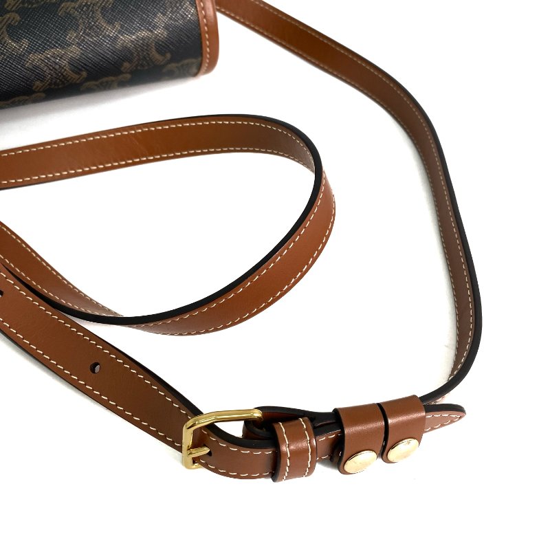△ Celine 思琳 Brown Coated Canvas Medium Folco Triomphe Shoulder Bag 啡色塗層帆布肩背袋 - 257017207-11