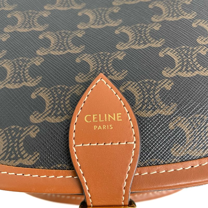 △ Celine 思琳 Brown Coated Canvas Medium Folco Triomphe Shoulder Bag 啡色塗層帆布肩背袋 - 257017207-12