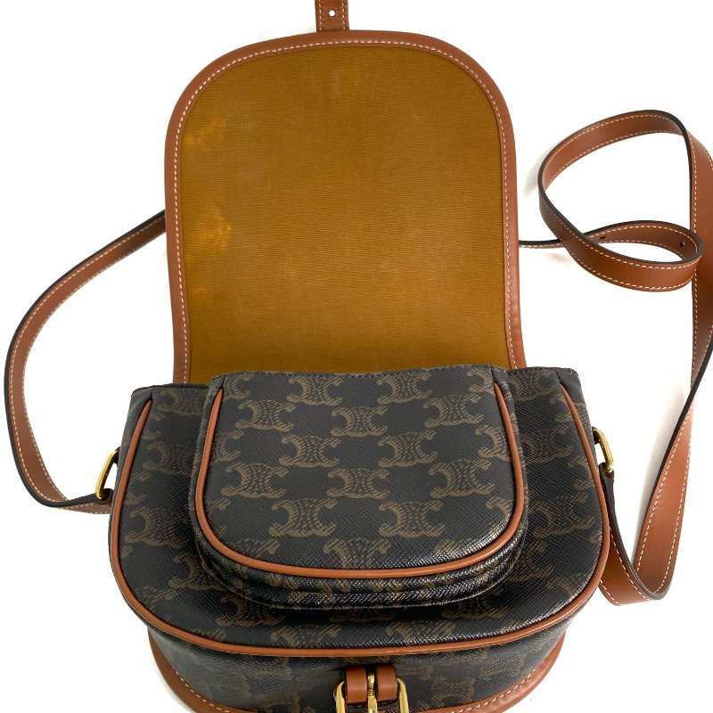 △ Celine 思琳 Brown Coated Canvas Medium Folco Triomphe Shoulder Bag 啡色塗層帆布肩背袋 - 257017207-13