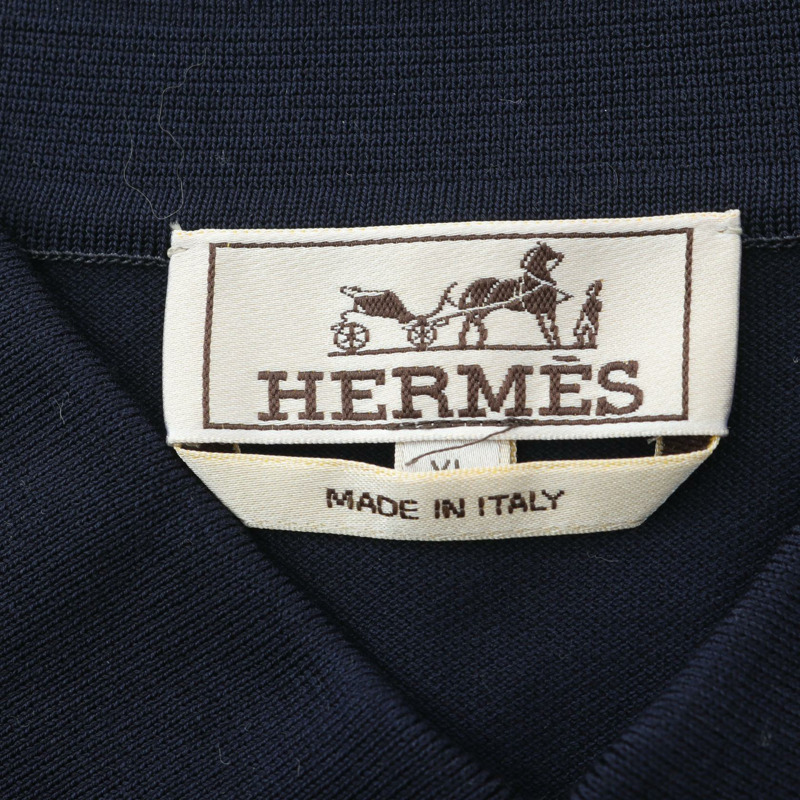HERMES Polo 衫 XL 號短袖套頭衫棉質海軍藍男式-2