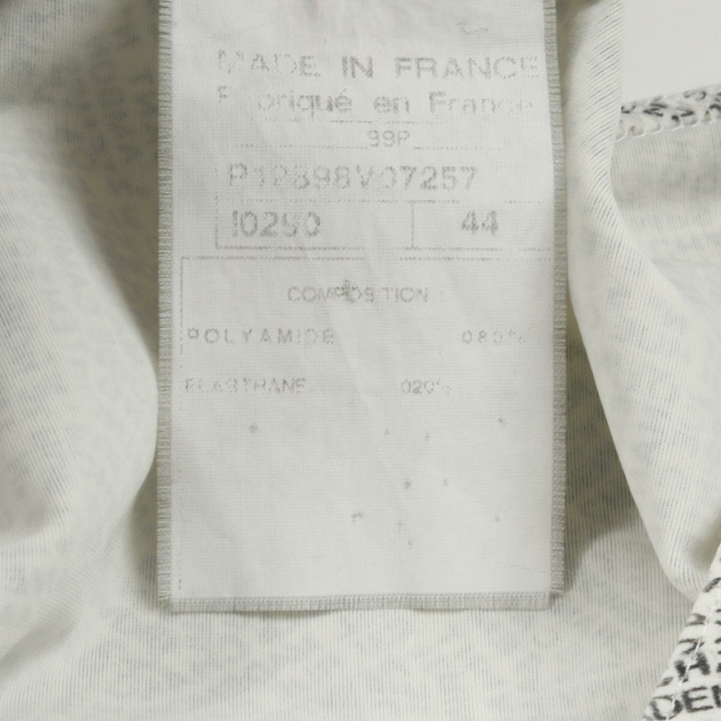 CHANEL 全身標誌印花側邊拉鍊背心 P12898V07257 尼龍白黑 #44-3