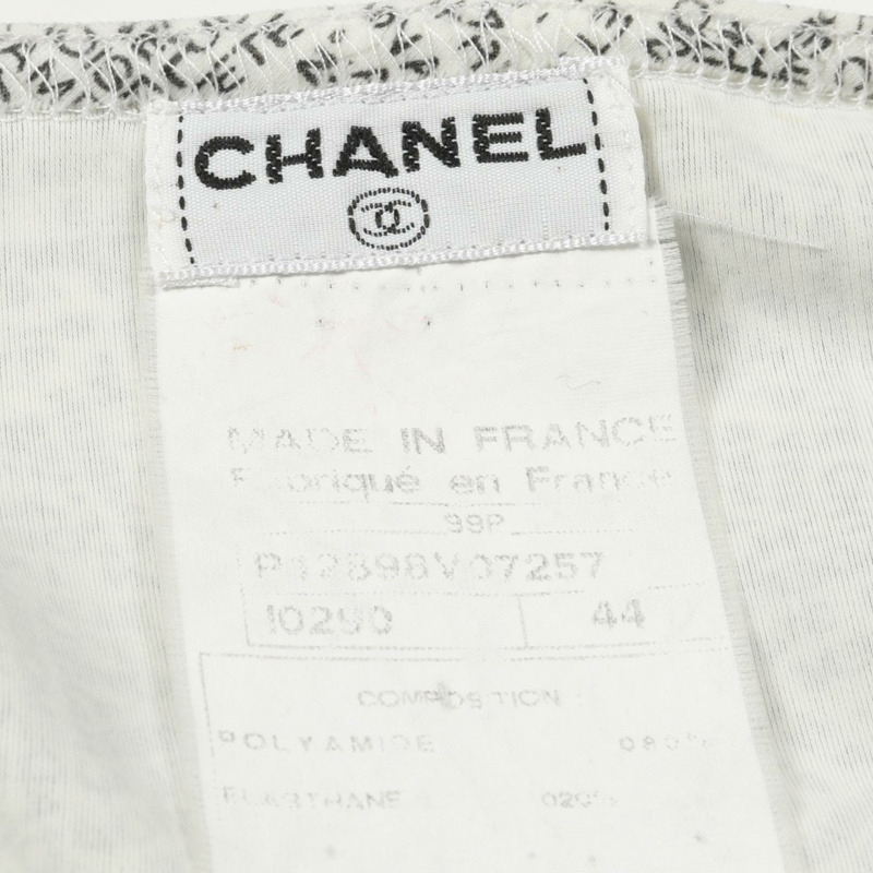CHANEL 全身標誌印花側邊拉鍊背心 P12898V07257 尼龍白黑 #44-4
