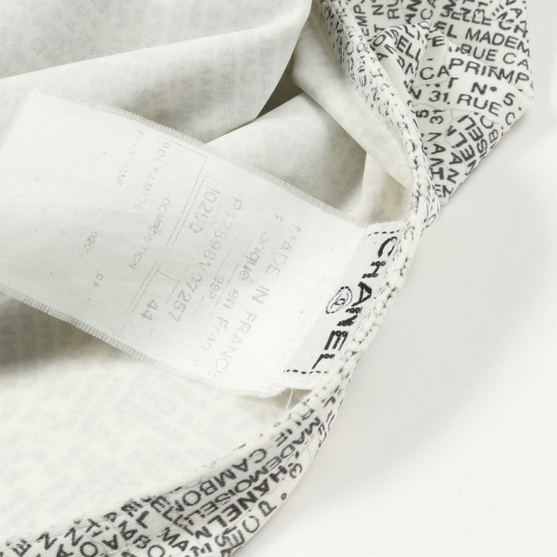 CHANEL 全身標誌印花側邊拉鍊背心 P12898V07257 尼龍白黑 #44-7