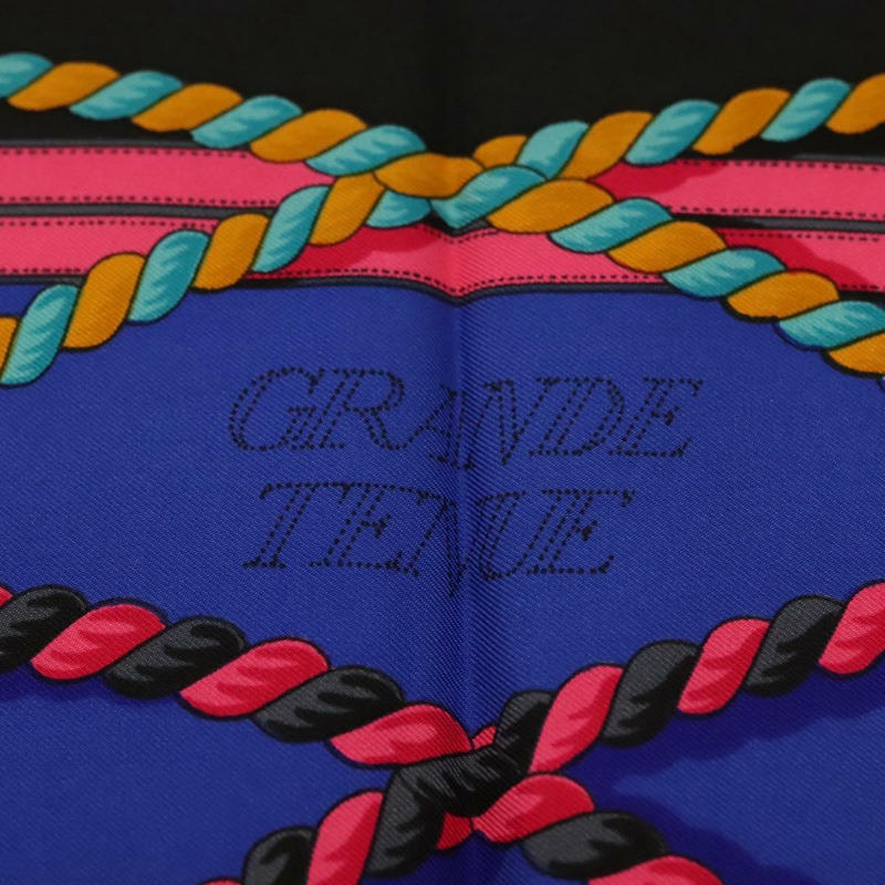 【日本直送】HERMES Carre 90 圍巾「GRANDE TENUE」絲綢黑色正品 BA5569-13