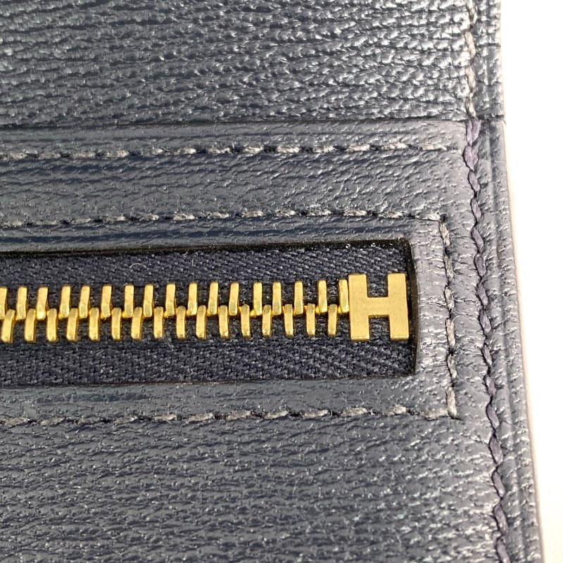 △ Hermes 愛馬仕 Navy Alligator Skin Gold Plated Metal Short Wallet Stamp Y 深藍色短吻鰐魚皮鍍金金屬短銀包Y刻 - 257017368-18