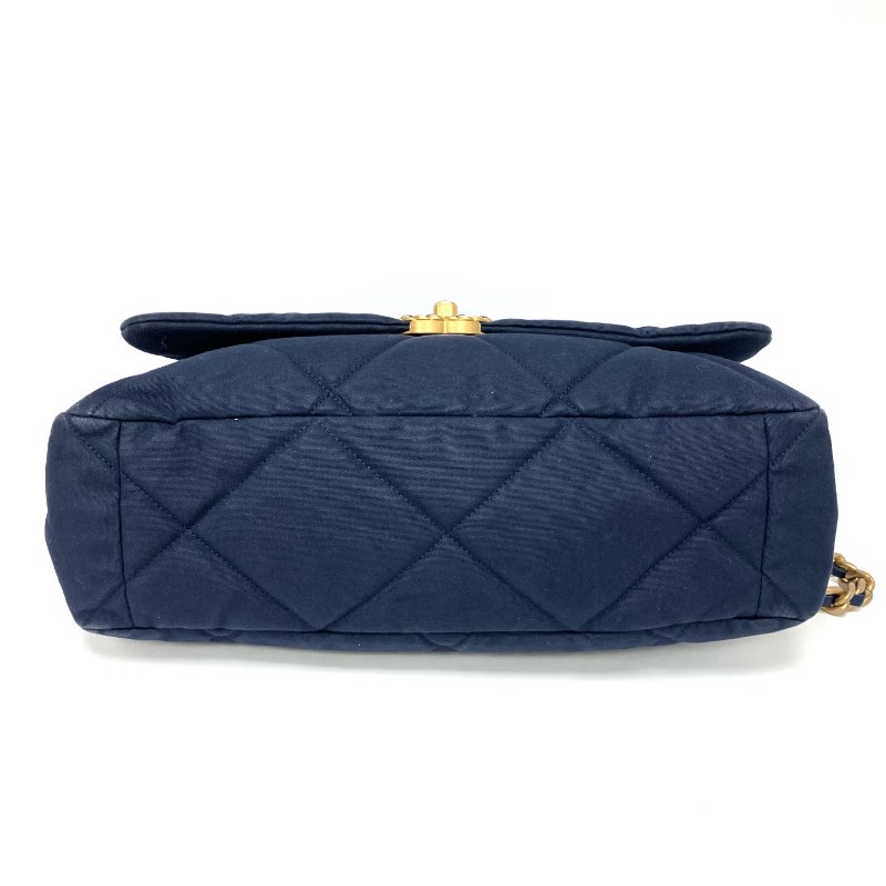△ Chanel 香奈兒 Maxi 19 Bag Navy Canvas Gold-tone Ruthenium-Finish Metal Chain 2Way Bag AS1162 No.28 深藍色帆布金色鍍釕金屬鏈條兩用袋 AS1162 No.28 - 257016968-5