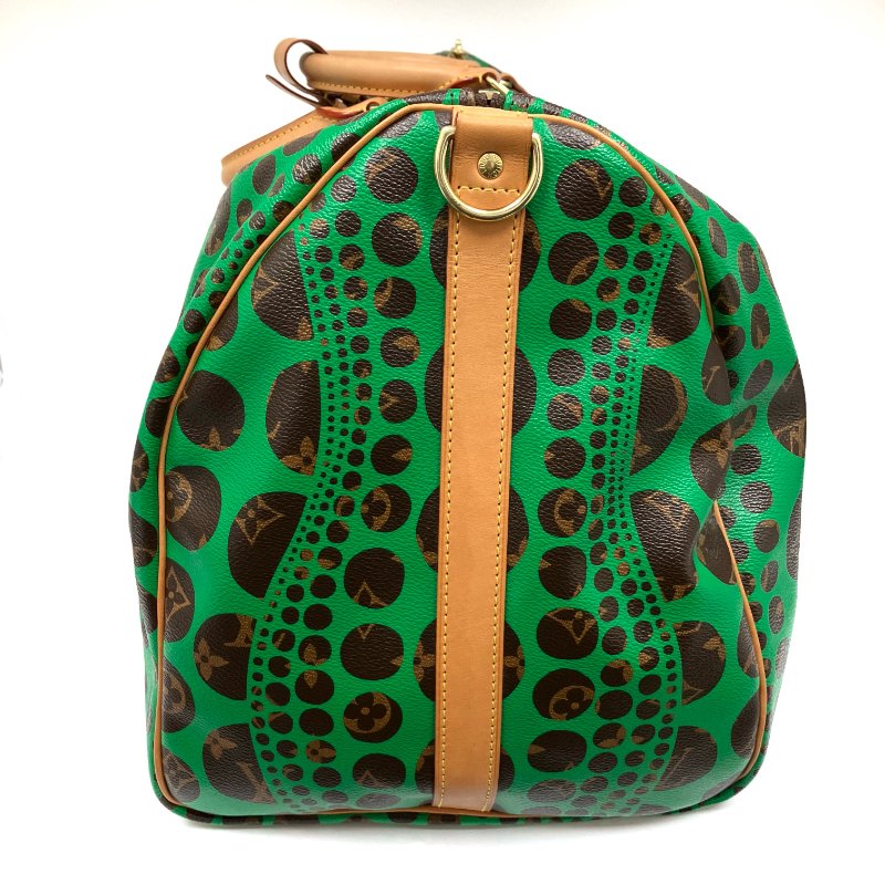 △ Louis Vuitton 路易威登 Yayoi Kusama Keepall 55 Brown, Green Coated Canvas Dot 2Way Bag 草間彌生啡色, 綠色塗層帆布圓點兩用袋 -257015986-3