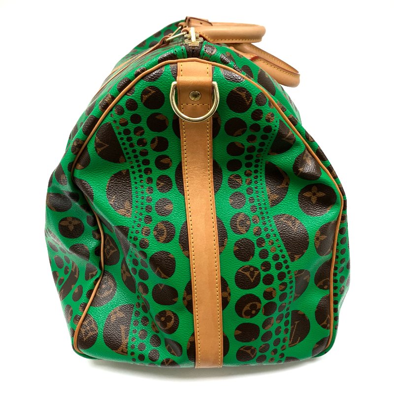 △ Louis Vuitton 路易威登 Yayoi Kusama Keepall 55 Brown, Green Coated Canvas Dot 2Way Bag 草間彌生啡色, 綠色塗層帆布圓點兩用袋 -257015986-4