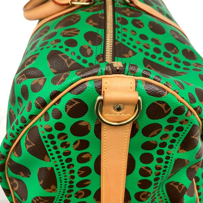 △ Louis Vuitton 路易威登 Yayoi Kusama Keepall 55 Brown, Green Coated Canvas Dot 2Way Bag 草間彌生啡色, 綠色塗層帆布圓點兩用袋 -257015986-5