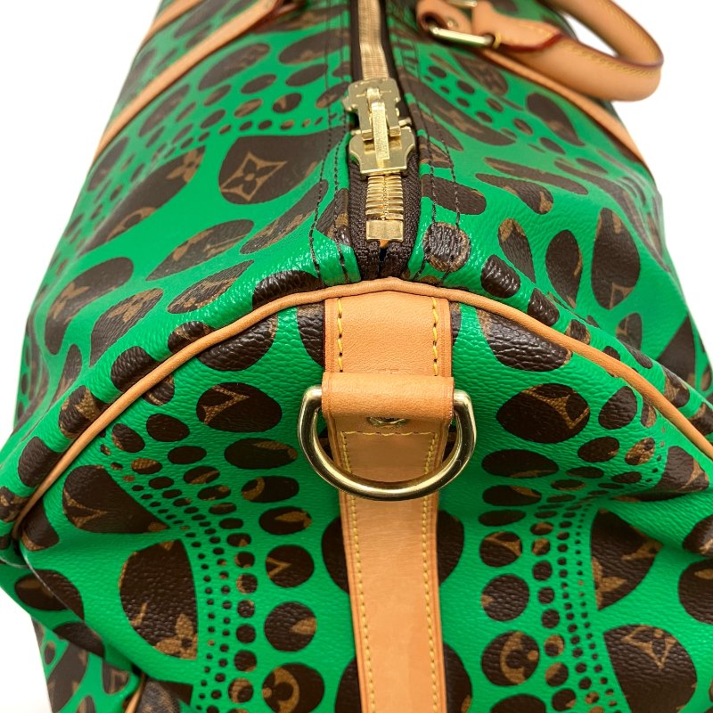 △ Louis Vuitton 路易威登 Yayoi Kusama Keepall 55 Brown, Green Coated Canvas Dot 2Way Bag 草間彌生啡色, 綠色塗層帆布圓點兩用袋 -257015986-6