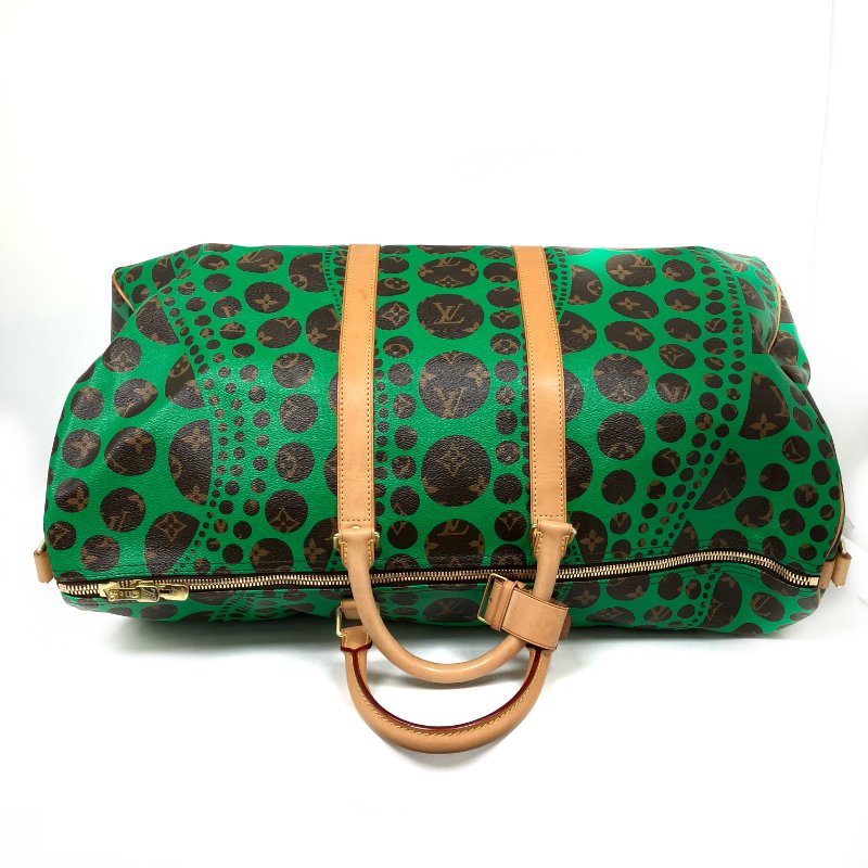 △ Louis Vuitton 路易威登 Yayoi Kusama Keepall 55 Brown, Green Coated Canvas Dot 2Way Bag 草間彌生啡色, 綠色塗層帆布圓點兩用袋 -257015986-7