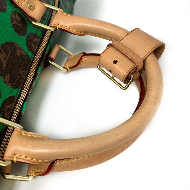 △ Louis Vuitton 路易威登 Yayoi Kusama Keepall 55 Brown, Green Coated Canvas Dot 2Way Bag 草間彌生啡色, 綠色塗層帆布圓點兩用袋 -257015986-10