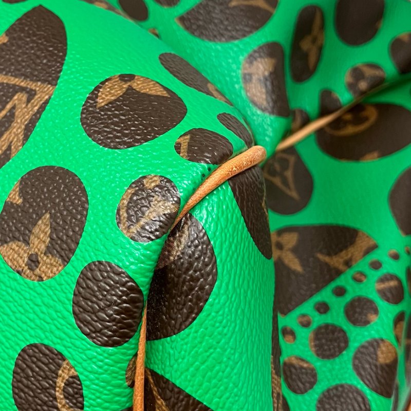 △ Louis Vuitton 路易威登 Yayoi Kusama Keepall 55 Brown, Green Coated Canvas Dot 2Way Bag 草間彌生啡色, 綠色塗層帆布圓點兩用袋 -257015986-12