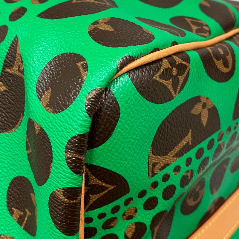 △ Louis Vuitton 路易威登 Yayoi Kusama Keepall 55 Brown, Green Coated Canvas Dot 2Way Bag 草間彌生啡色, 綠色塗層帆布圓點兩用袋 -257015986-13