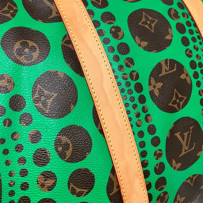 △ Louis Vuitton 路易威登 Yayoi Kusama Keepall 55 Brown, Green Coated Canvas Dot 2Way Bag 草間彌生啡色, 綠色塗層帆布圓點兩用袋 -257015986-15