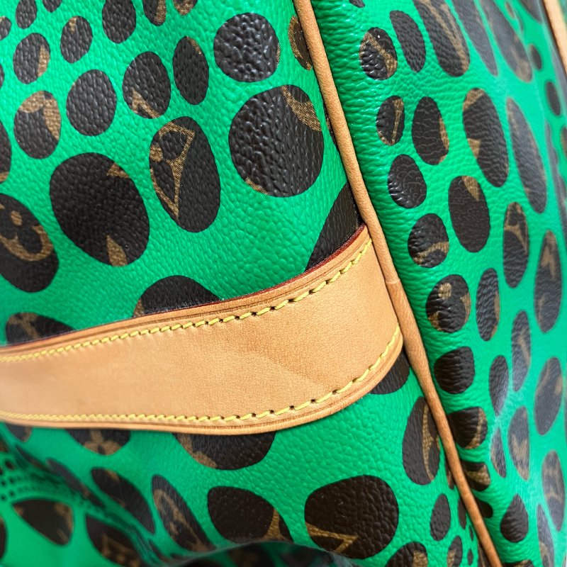 △ Louis Vuitton 路易威登 Yayoi Kusama Keepall 55 Brown, Green Coated Canvas Dot 2Way Bag 草間彌生啡色, 綠色塗層帆布圓點兩用袋 -257015986-16