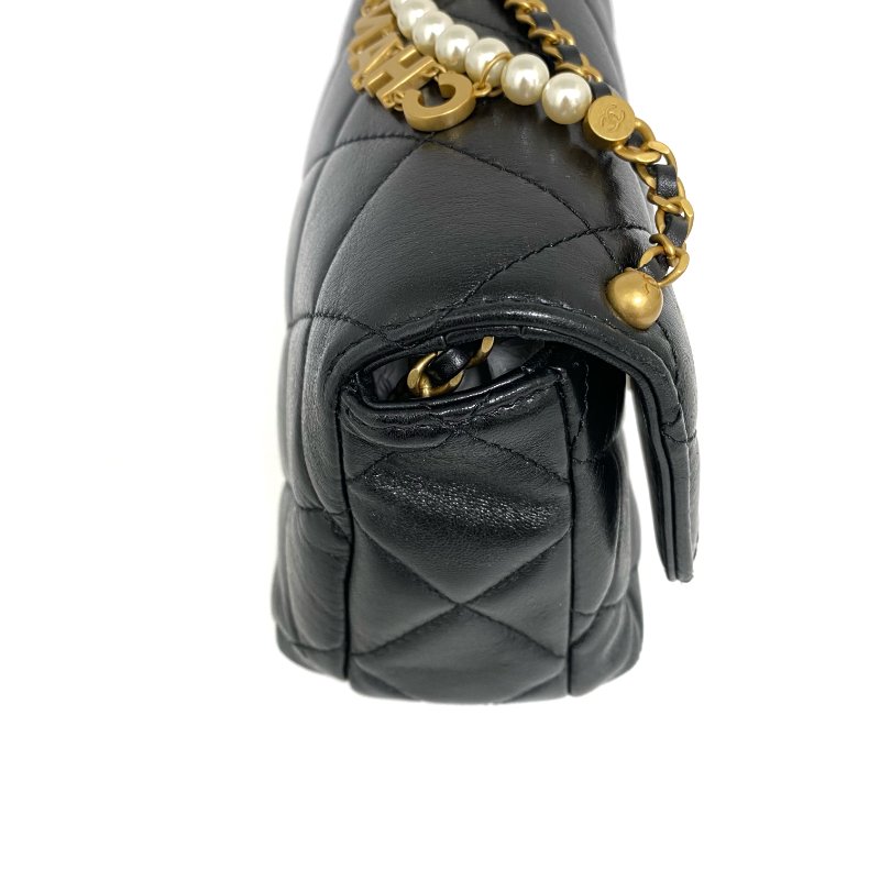 △ Chanel 香奈兒 Black Lambskin Gold Tone Metal Faux Pearl Chain Shoulder Bag AS4986 黑色小羊皮金色金屬仿珍珠鏈條肩背袋 AS4986 -257017886-5